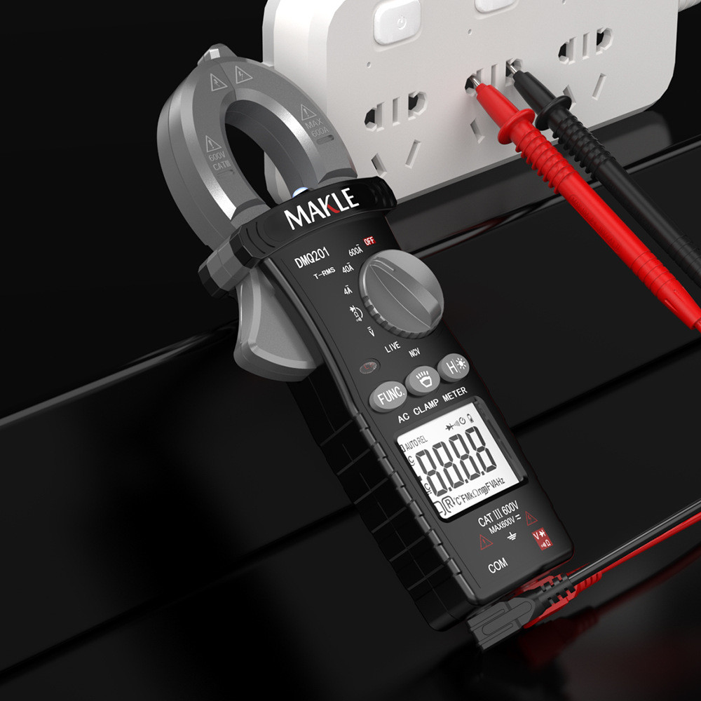 MAKLE แคลมป์มัลติมิเตอร์ ช่างไฟฟ้า แสดงผลดิจิตอลอัตโนมัติ ป้องกันการเผาไหม้ มัลติฟังก์ชั่น มิเตอร์สา
