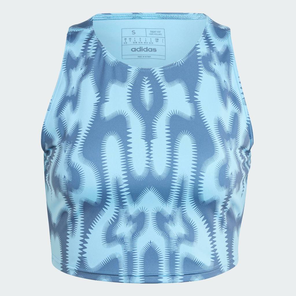 adidas Gym & Training เสื้อกล้ามพิมพ์ลาย Yoga Studio ผู้หญิง สีน้ำเงิน IS2977