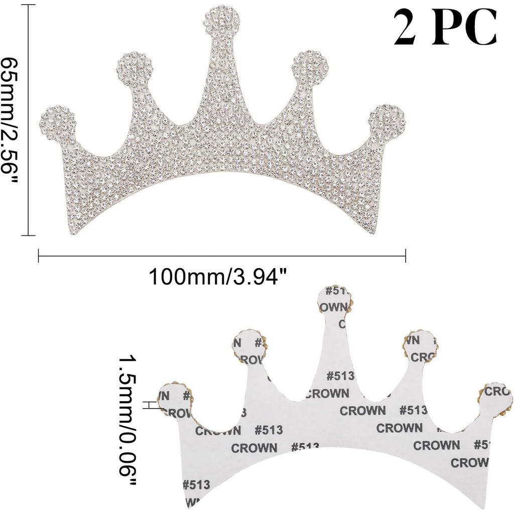 SUPERFINDINGS 2Pcs Queen Princess Crown Stickers - Rhinestone Crown Sticker, Silver, Waterproof for 
