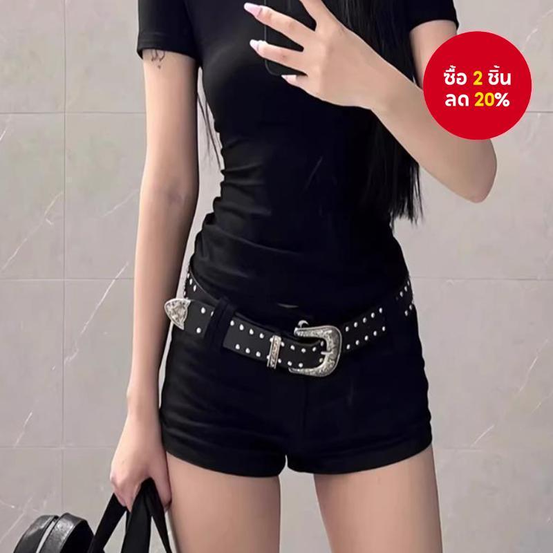Y2K Studded เข็มขัดสําหรับผู้หญิง - เข็มขัดวินเทจสองแถวสําหรับกางเกงยีนส์และกระโปรงหนังแฟชั่น