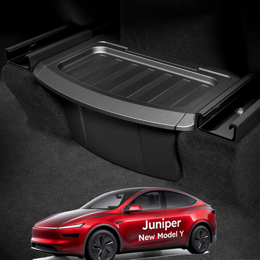 Wigoo 2025 Upgrade Tesla Model Y Juniper Accessories Rear Center Console Organizer [Partitioned Stor
