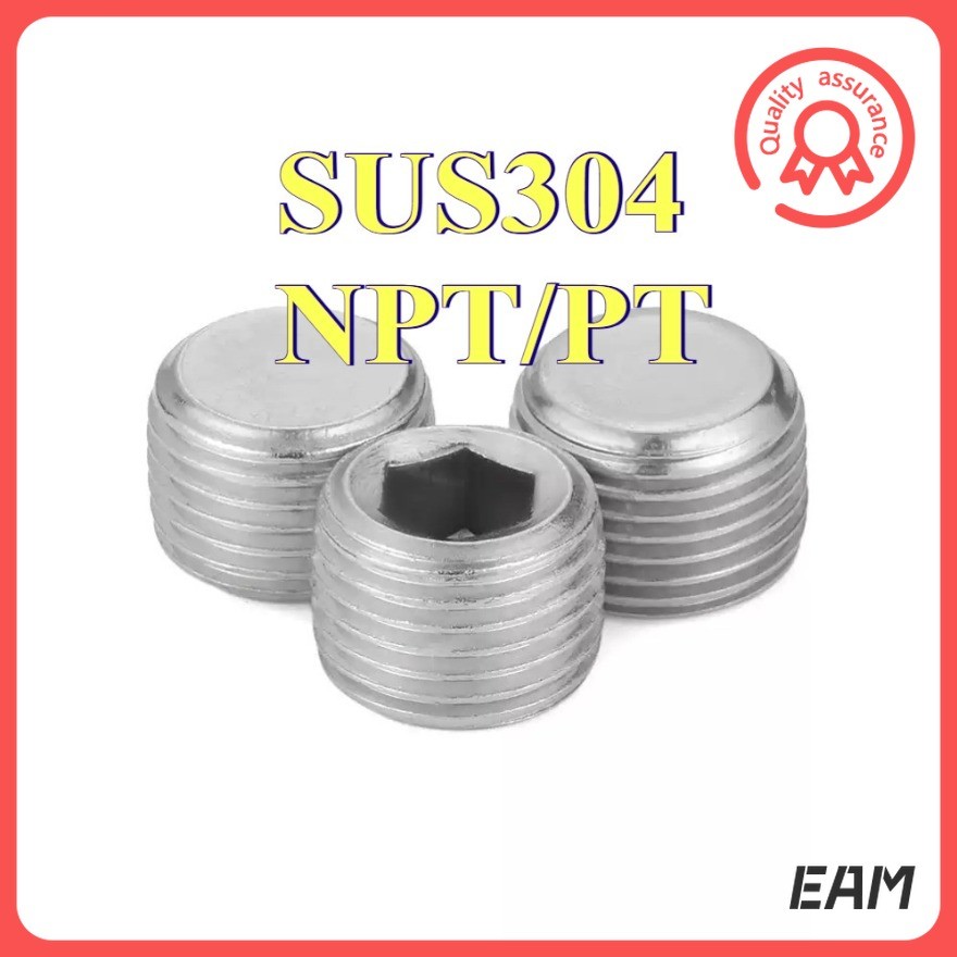 304 ปลั๊กหกเหลี่ยมสแตนเลส NPT/PT ลวดด้านนอกปลั๊กตุ๊กตา 2RC ท่อปลั๊กคอ NPT ปลั๊กน้ํามัน EAM-FC