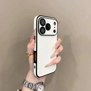 High-Endหนังโลโก้เลนส์ฟิล์มรวมทุกอย่างSoft Shell Shock-ResistantเหมาะสําหรับiPhone 11 12 13 14 15 16 17 Promaxเคสโทรศัพท์อินเทรนด์Insสีทึบเกาหลี