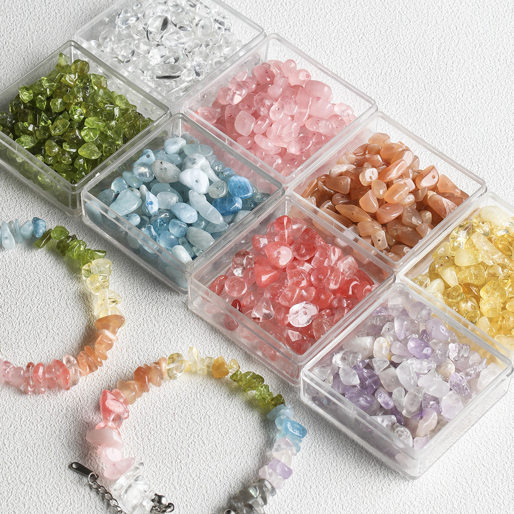 หินธรรมชาติขนาดกลาง Peridot Aquamarine Citrine หินบดหลวมลูกปัดสร้อยข้อมือสร้อยคอ diy อุปกรณ์เสริมวัส