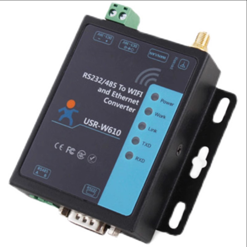 ใหม่ร้อน USR-W610 Wireless Serial Server RS232/485 ถึง WIFI/RJ45 เครือข่ายส่ง IoT การสื่อสารโมดูลสวิ
