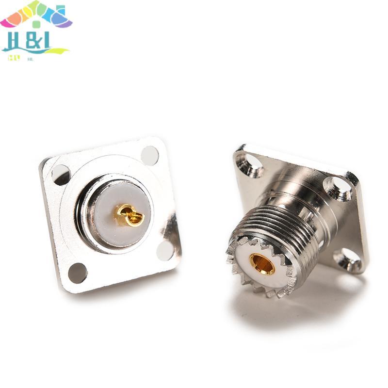 H&L Nov 1X Connector SO239 UHF แจ็คหญิง 4 รู 25 มม. หน้าแปลนบัดกรีแผงยึด {th}