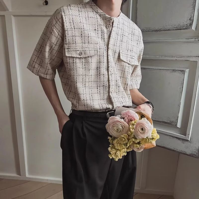 SEACHENIC เสื้อแขนสั้นผู้ชาย ลายสก๊อต Tweed สไตล์แฟชั่น ราคา ถูกที่สุด ดีลบีเคเค แกลเลอรีภาพที่ 5