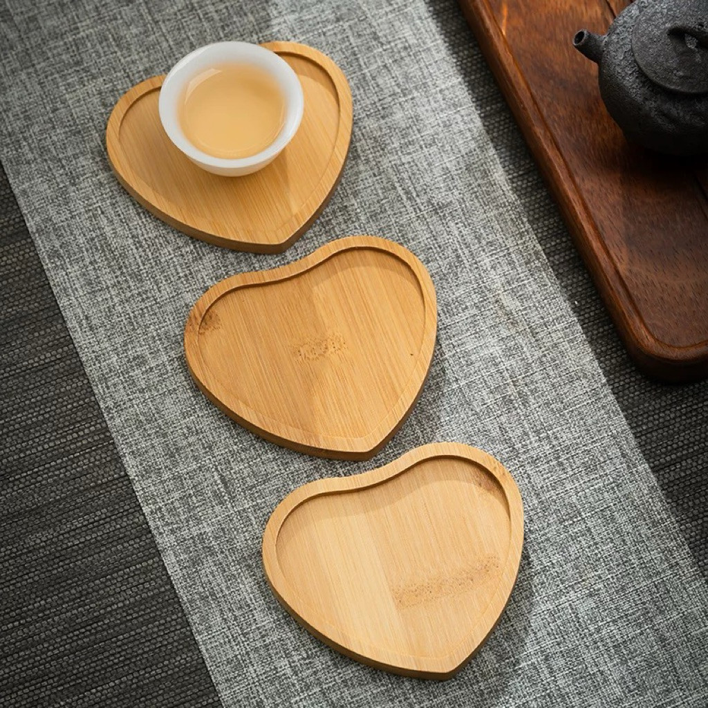 ที่รองแก้วกาแฟ แผ่นรองโต๊ะกันร้อน bamboo coaster