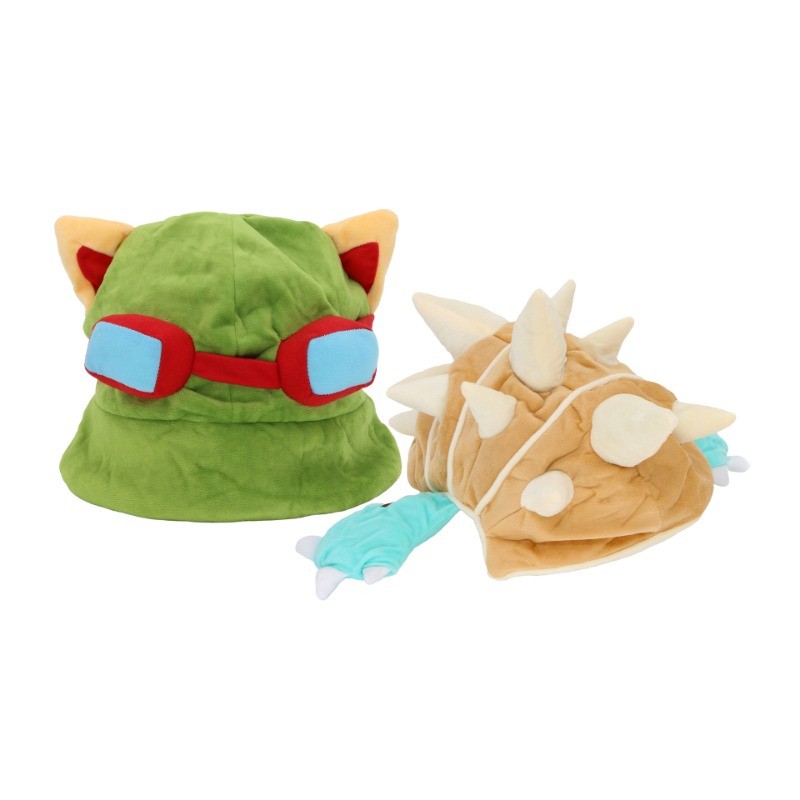 CCYOY น่ารัก kawaii LOL Rammus Teemo หมวกหมวก LOL Teemo คอสเพลย์ Prop ตุ๊กตาตลกหมวก
