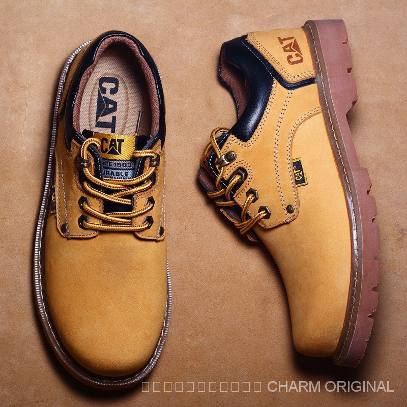 [คุณภาพสูง 100%] Caterpillar รองเท้านิรภัยผู้ชาย Steel Toe รองเท้าบูทมาร์ตินกันลื่นกันน้ํา VM2O