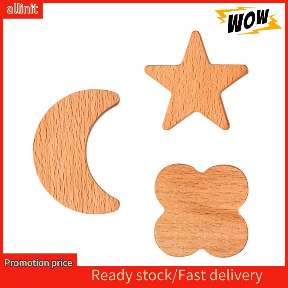 allinit [Yue Xinghui] (ทรัพย์สินทางปัญญาที่ยังไม่ได้ประมวลผล) ตะขอแขวนผนังไม้เนื้อแข็งดาวและดวงจันทร