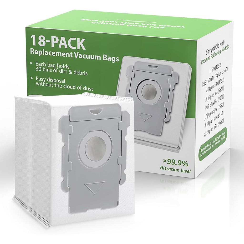 ถุงสูญญากาศ 18 แพ็คสําหรับ iRobot Roomba i7, i7+, i7Plus, i8, i8+, i3, i3+, i4, i4+, i6, i6+, s9, s9