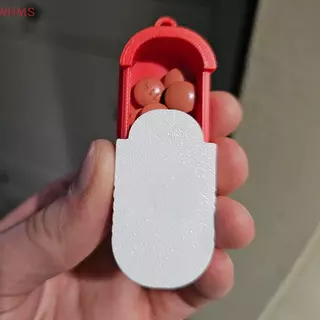 (WHMS) กล่องยาเลื่อนพวงกุญแจระบุ Multiplepartments Travel Pill Organizer แบบพกพา Pill Pod แท็บเล็ตกรณี