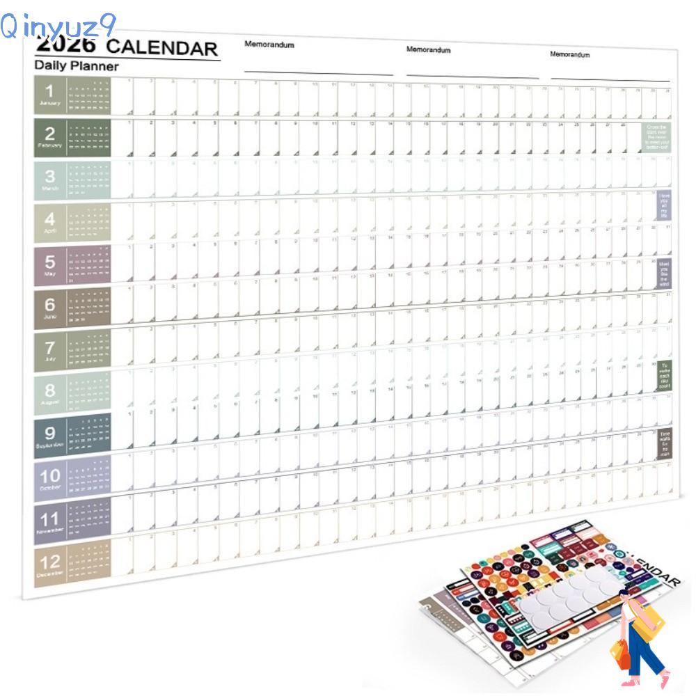 QIYUZ9 แผ่นวางแผนปฏิทิน,Agenda Organizer 2026 ปฏิทินแขวนผนัง, Creative Annual Planner Memo Pad To Do