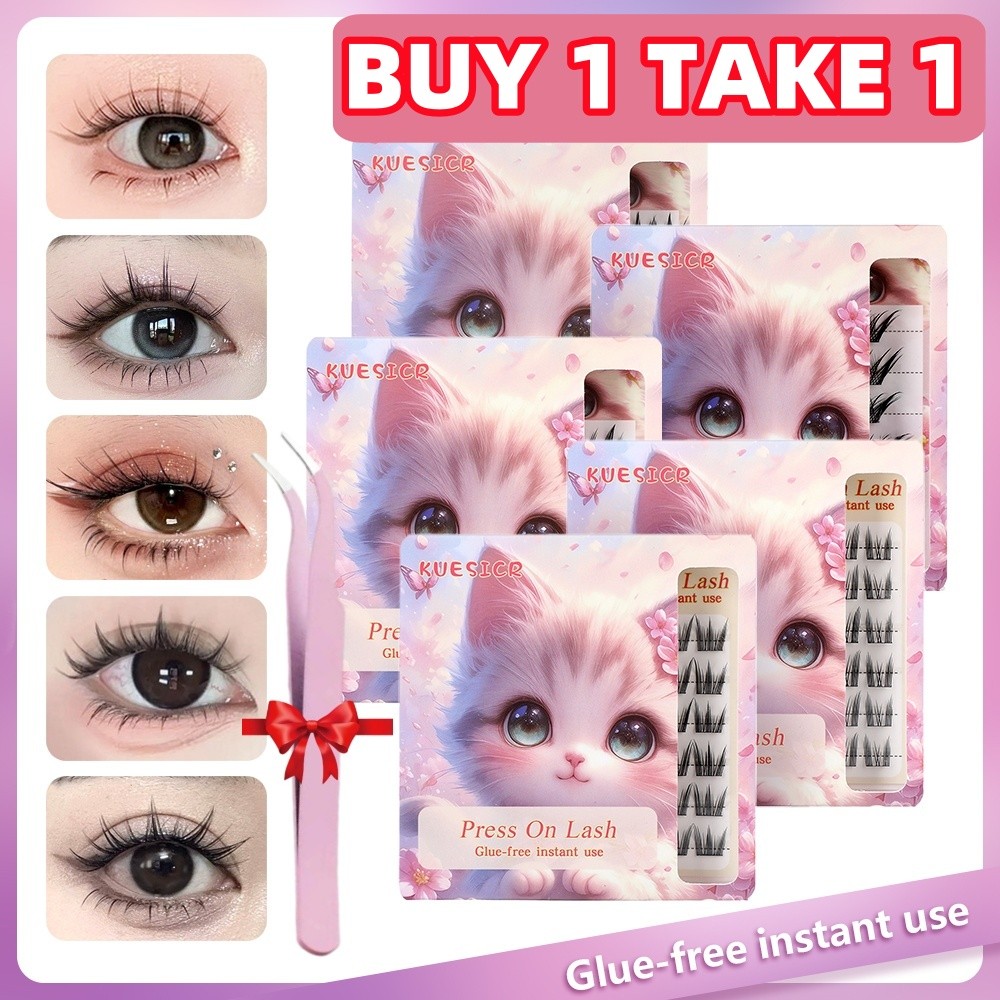 【ซื้อ 1 แถม 1】ขนตาปลอม KUESICR ขนตาปลอมแบบติดแน่นพิเศษ ขนตาปลอมแบบติดเองสำหรับผู้เริ่มต้น ขนตาหนาขึ้น ขนตาแบบ C Curl
