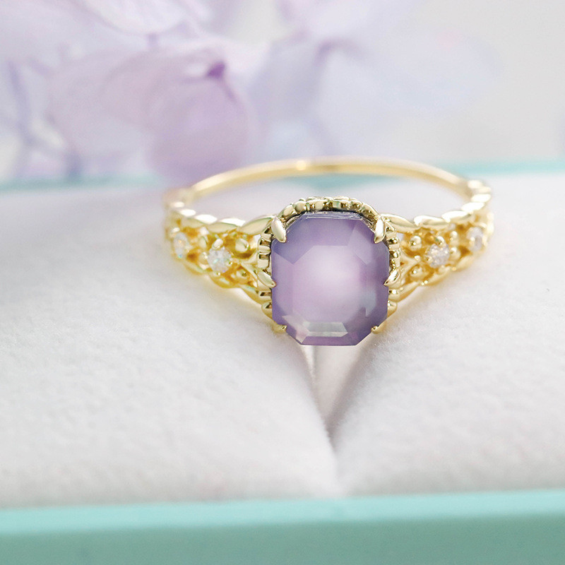 แหวนอเมทิสต์สัญชาติญี่ปุ่น ทำจากเงิน S925 ดีไซน์หรูหรา พร้อมสร้อยคอมากกว่า 7RBW