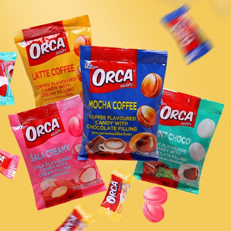 T Thailand ORCA Ona Salad Cream Coffee Mint Chocolate Filled Gummy Candy Filled Candy ขนมนําเข้า Sna