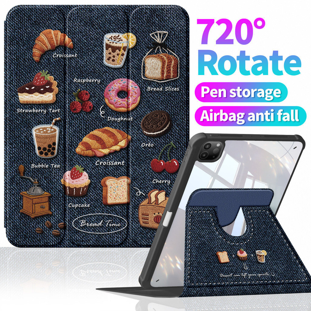 A1532 Bread Collection "เหมาะสําหรับ Apple iPad Pro (M4/M5) เคสป้องกัน 丨 ถุงลมนิรภัยกันกระแทก 丨 หน้าจอแนวตั้งแนวนอน Switching 丨 มาพร้อมกับวงเล็บ 丨ปกหนังแบบฝาพับ 丨การจัดเก็บสไตลัสปรับให้เข้ากับ 11 รุ่น A16/10/9.7 ""/Air4 Generation/5 Generation (M2/M3)/MIN