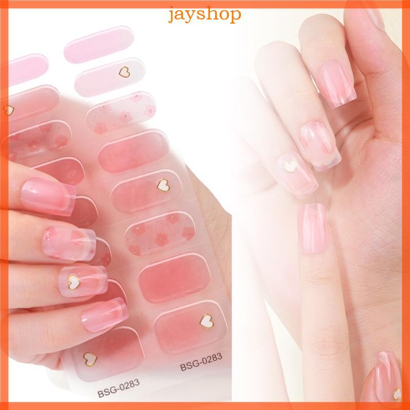 Jay Gel Strips Semi Cured Gel Nail Art Sticker แถบเล็บกันน้ํา