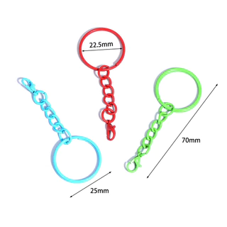 10pcs แหวนกลมที่มีสีสันกับโซ่ขยายแขวนกุ้งก้ามกรามหัวเข็มขัด 3 ชิ้นสำหรับมือ DIY พวงกุญแจอุปกรณ์เสริม
