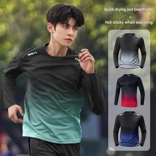 Gradient Long Sleeve Sports Shirt for Men Perfect for Cycling and Outdoor Activities Comfortable and Stylish