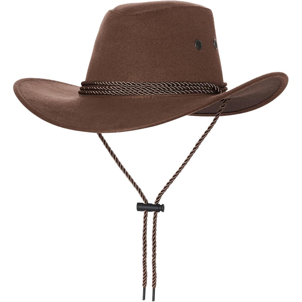 Unisex Faux Felt Cowboy Hats for Women and Men Western Hat Cowboy Sun Hat Wide Brim Cap Vintage Cowb