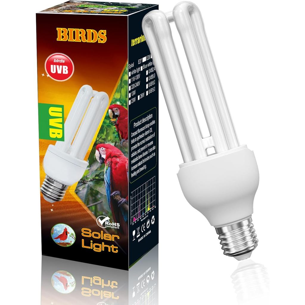 DoRight UVB 5.0 Bulb for Birds Compact Fluorescent Light Bulb E26, UVB 5.0 Bird Light Bulb Compact U