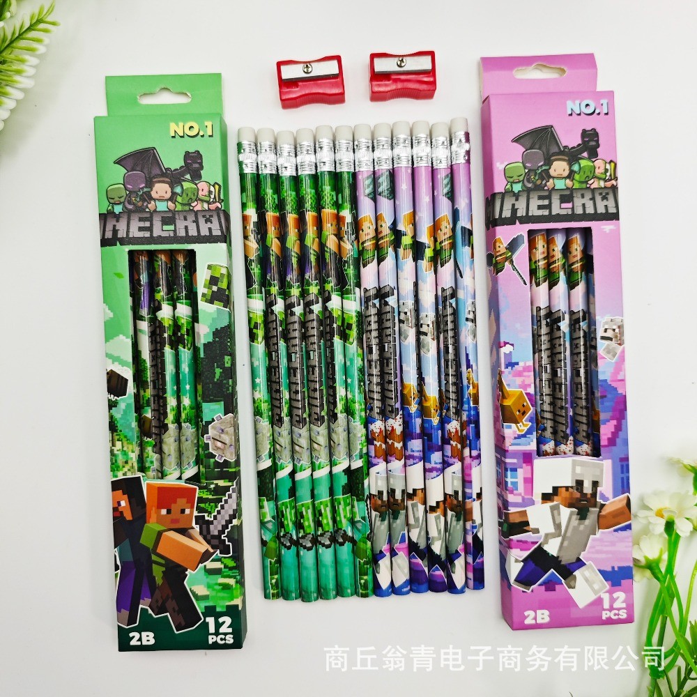 12ชิ้น/กล่อง มายคราฟ 2ข ชุดดินสอยางไม้พร้อมกบเหลาดินสอในตัว- - รูปที่ 5