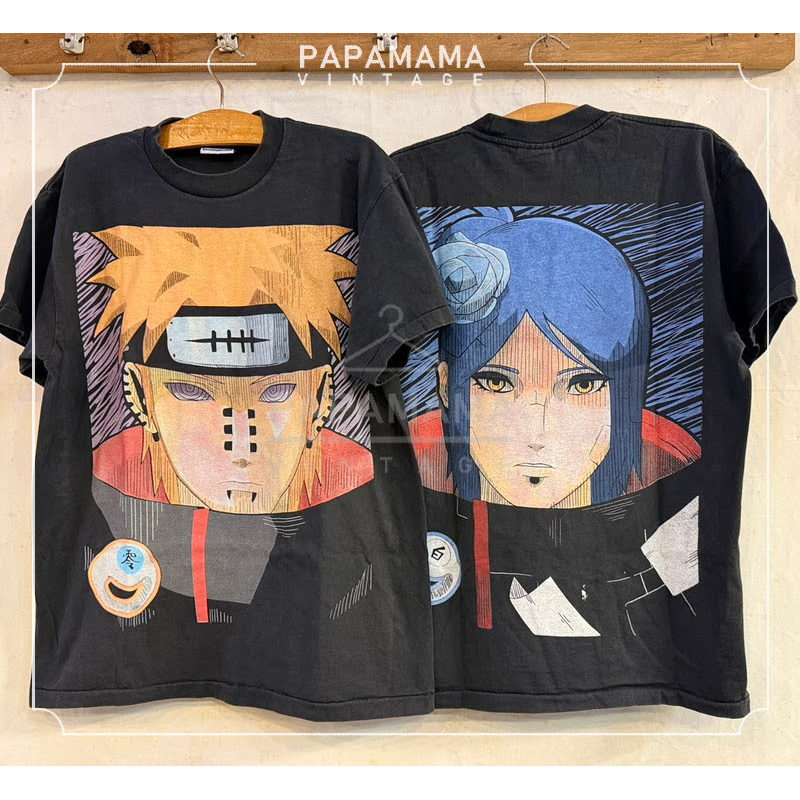 NARUTO Pain and Konan Akatsuki Bio Washed เสื้อการ์ตูน นารูโตะ เสื้อวินเทจ heavy vintage shirt