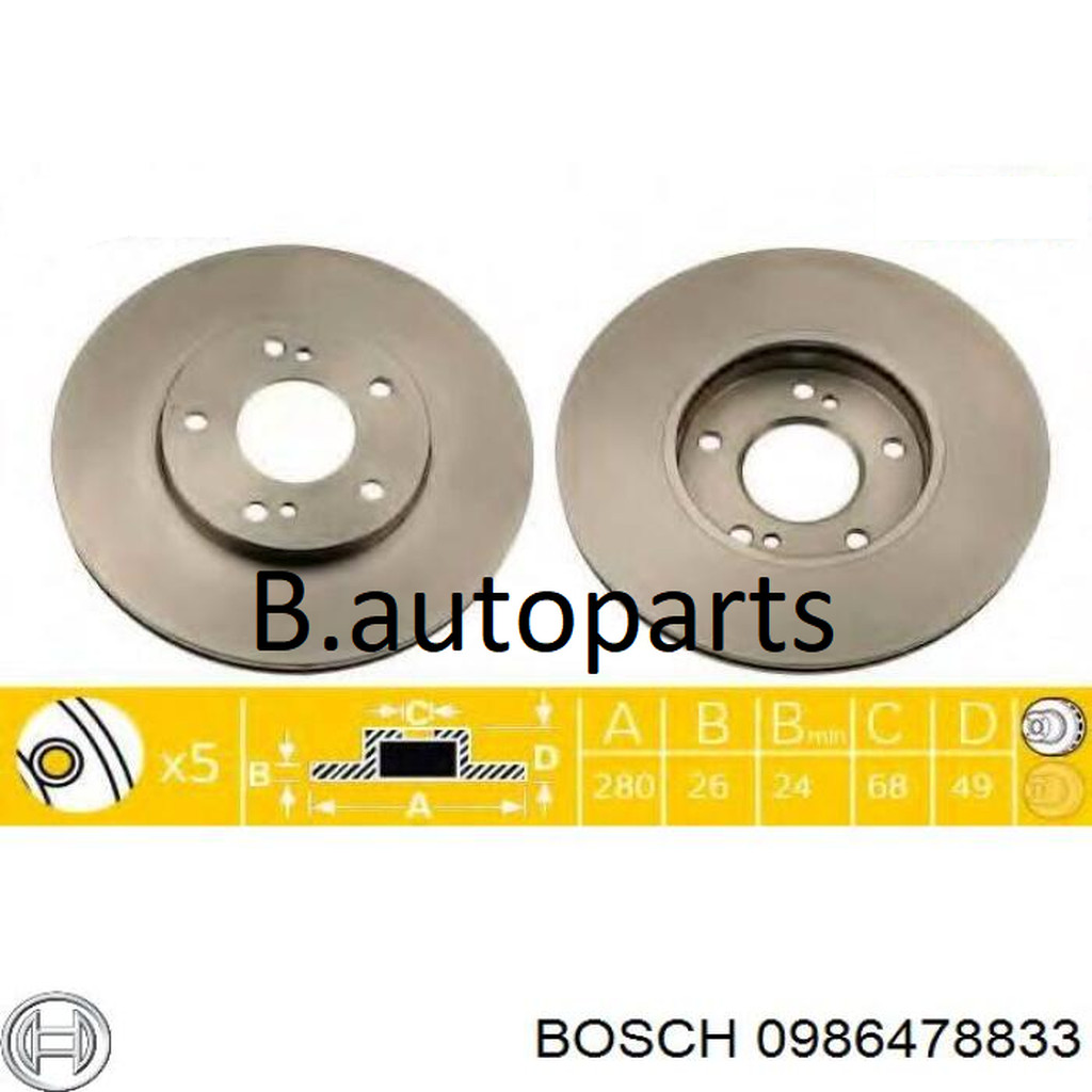 จานเบรคหน้า NISSAN CEFIRO A33 2001-2008 PRIMERA P12 2001- SKYLINE R34 X-TRAIL T30 280MM หนา26MM /คู่