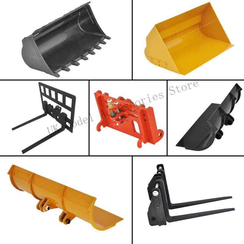 Huina 1583 583 โลหะส้อมถัง Quick Hitch Bucker Chaner สําหรับ 1/16 RC โลหะล้อ Loader อะไหล่ TD1M