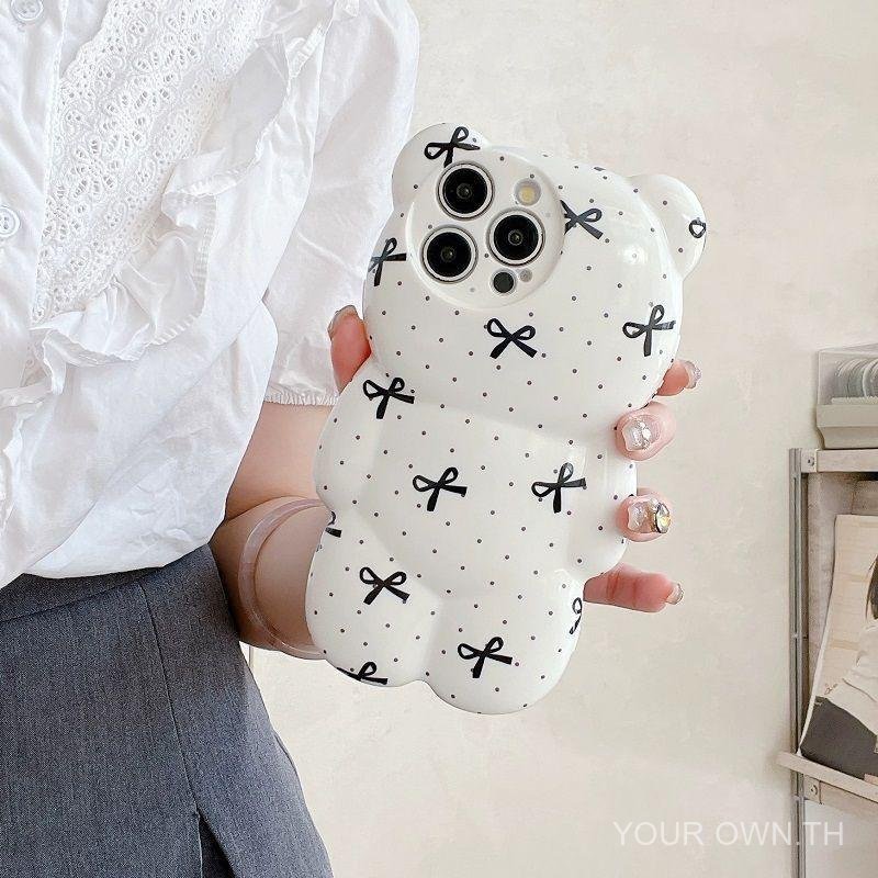 เคสโทรศัพท์สไตล์ Ins ดีไซน์ลูกสุนัข ดีไซน์หมี 3D ใช้ได้กับ iPhone 12, 11, 16, 14, 13PROMAX, 15PLUS, 