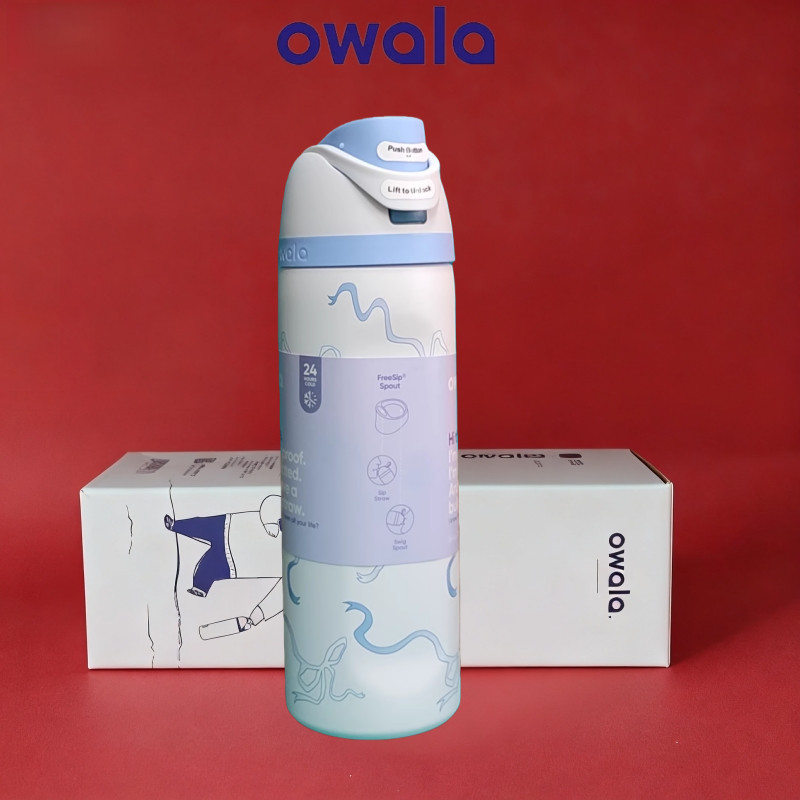 Owala FreeSip 24&32oz ขวดน้ําสแตนเลส, ฉนวนสุญญากาศและป้องกันการรั่ว, หลอดในตัวสําหรับจิบ, ฝาล็อคได้ 1 มือ,ยิม, ทํางาน,การเดินทางของขวัญ