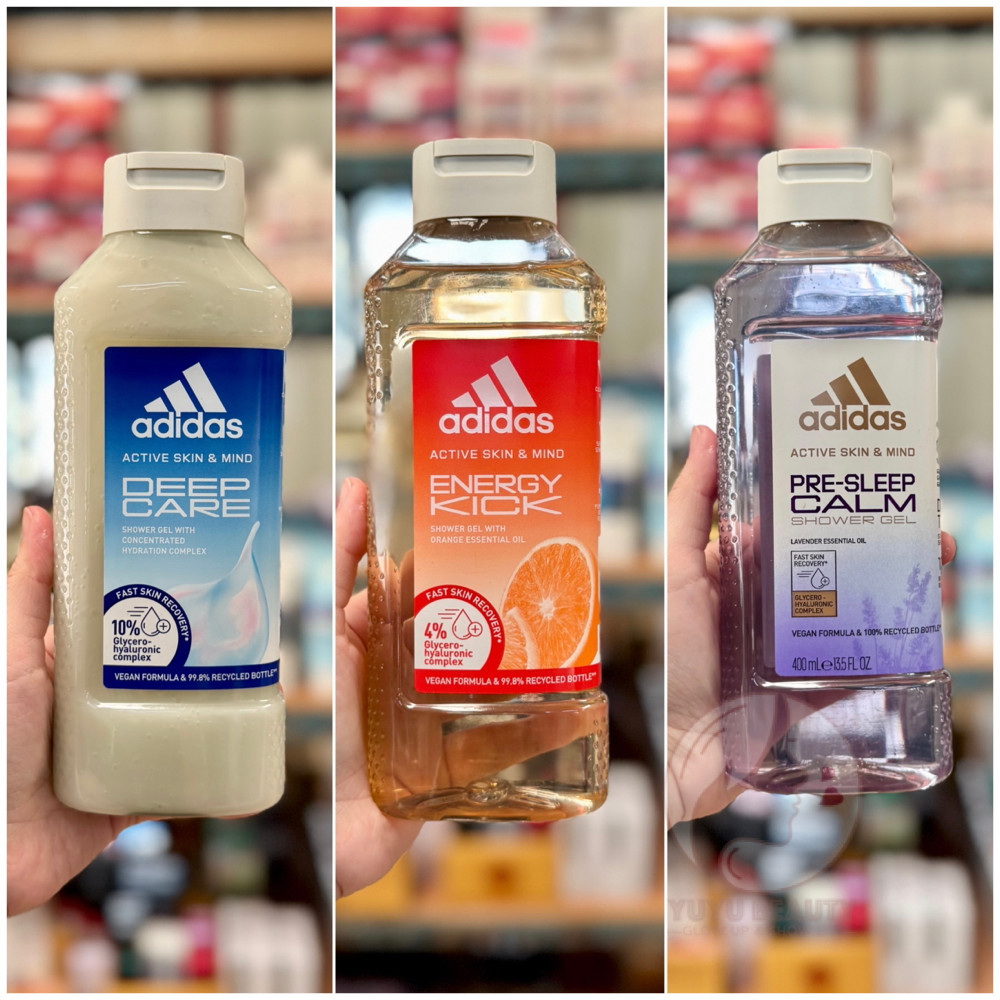Adidas Active Skin & Mind Shower Gel 400ml. #Deep Care / #Energy Kick / #Pre-sleep Calm