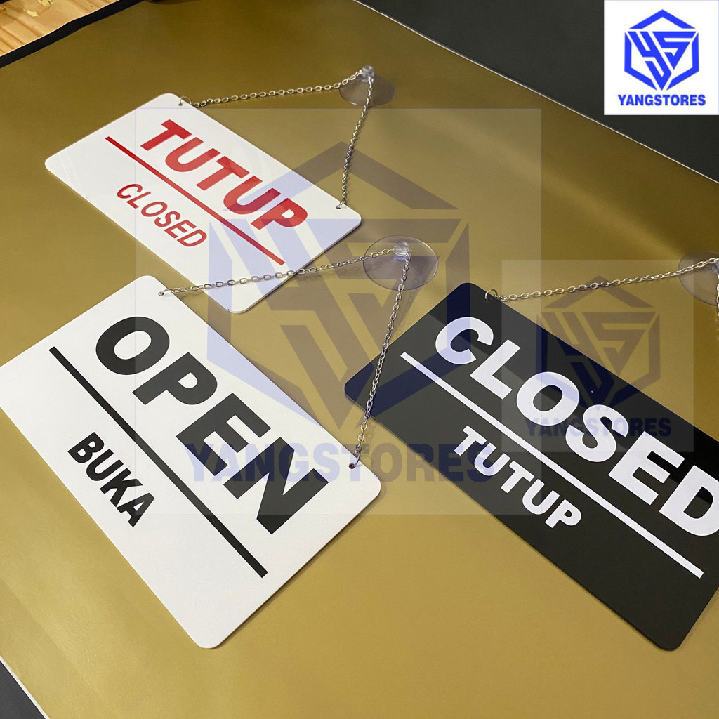 YS OPEN CLOSE/ACRYLIC SIGN OPEN CLOSE 2MM (สองด้าน + โซ่และถ้วยแก้ว)