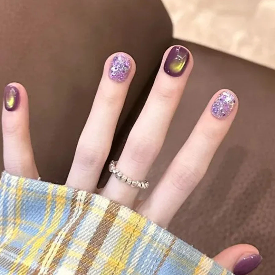 221 10 แผ่นปิดตาแมวการ์ตูน, ตาแมวสีแดง, เล็บสุนัข, แผ่นแปะเล็บแฮนด์เมด, เล็บเทียม