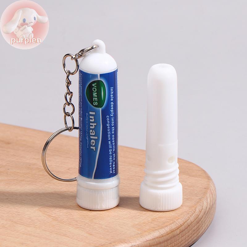 Purplen 5 ชิ้นจมูกติดพวงกุญแจ Boosts Focus Inhaler หลอด Cooling Nasal Inhaler Aromatherapy Energy Ba