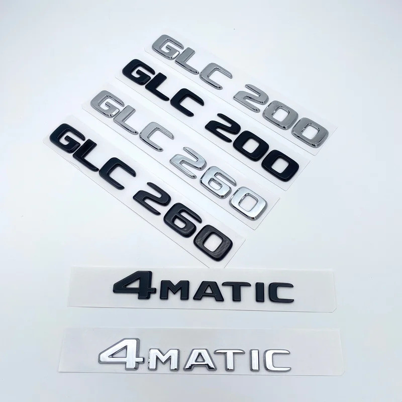 3D ABS Chrome Black Letters GLC260 GLC300 GLC350 GLC220d GLC350e 4Matic Emblem for Mercedes Benz GLC