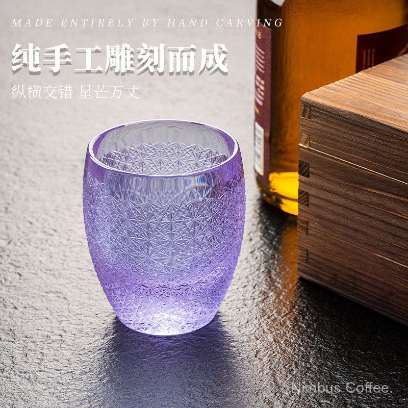 Edo Kiriko แก้วคริสตัลแก้ววิสกี้แก้วไวน์ทําด้วยมือญี่ปุ่น Starburst Profound Premium Rock Glass