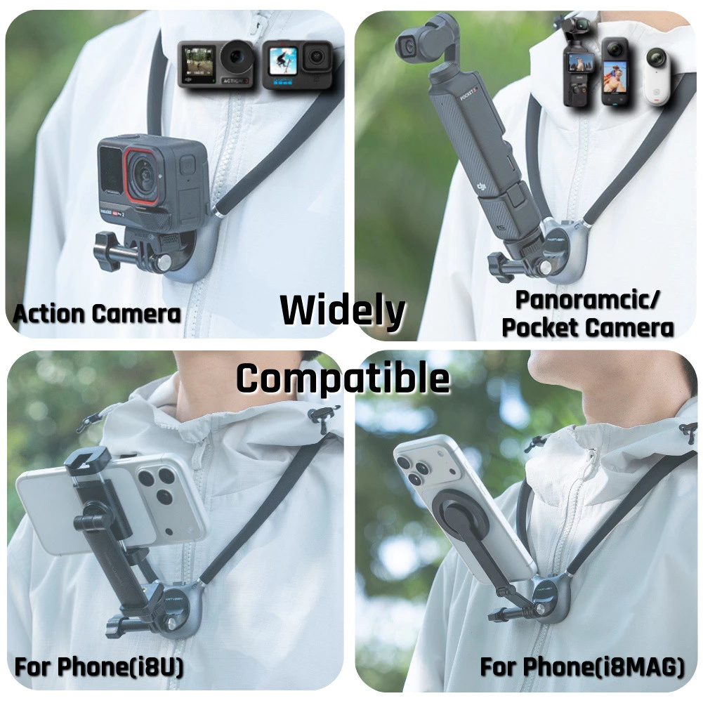 INOVAGEN New Gen Magnetic POV Neck Mount สําหรับ GoPro, DJI, Insta360 & Phone, Anti-Shake & Fill Light Compatible,Elastic Strap, Neck Mount Phone Holder thumbnail 3