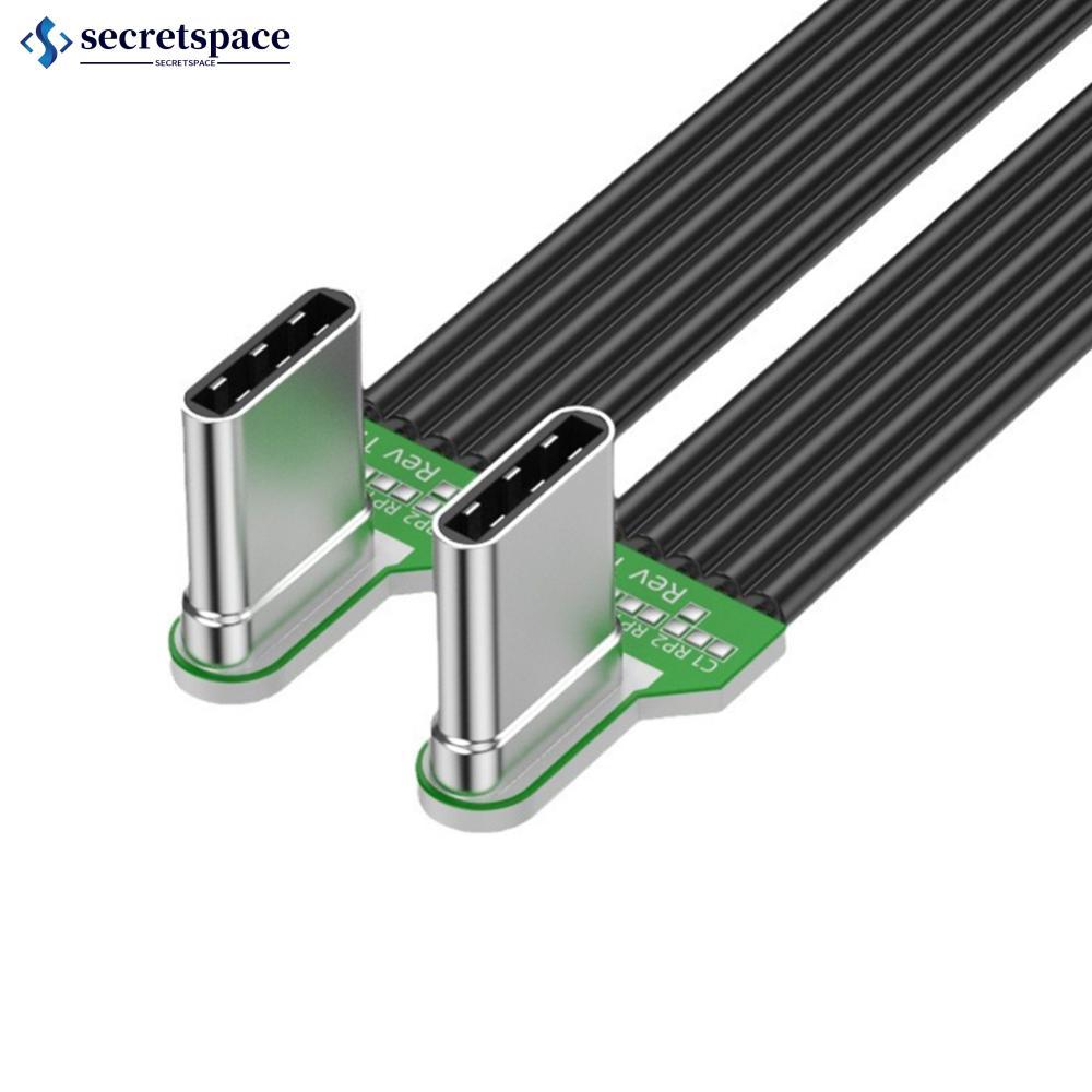 SECRETSPACE ยืดหยุ่นแบนซิลิโคน USB C ถึง USB C สายซ้าย/มุมขวาสําหรับโทรศัพท์กล้อง 65W Fast Charging 