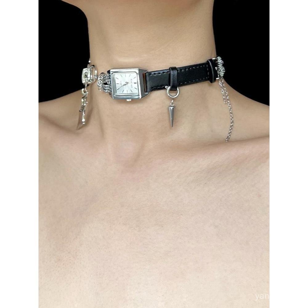 สร้อยคอมินิมอลสไตล์ยุคY2Kไซเบอร์พังก์ แบบคล้องกระดูกไหปลาร้าและข้อมือ LTB0