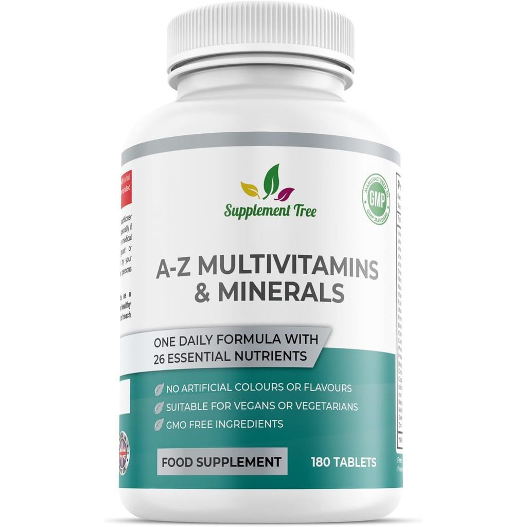 AZ Multivitamins and Minerals Tablets - 180 Vegan Multivitamin Tablets for Men & Women (6 เดือน Supp