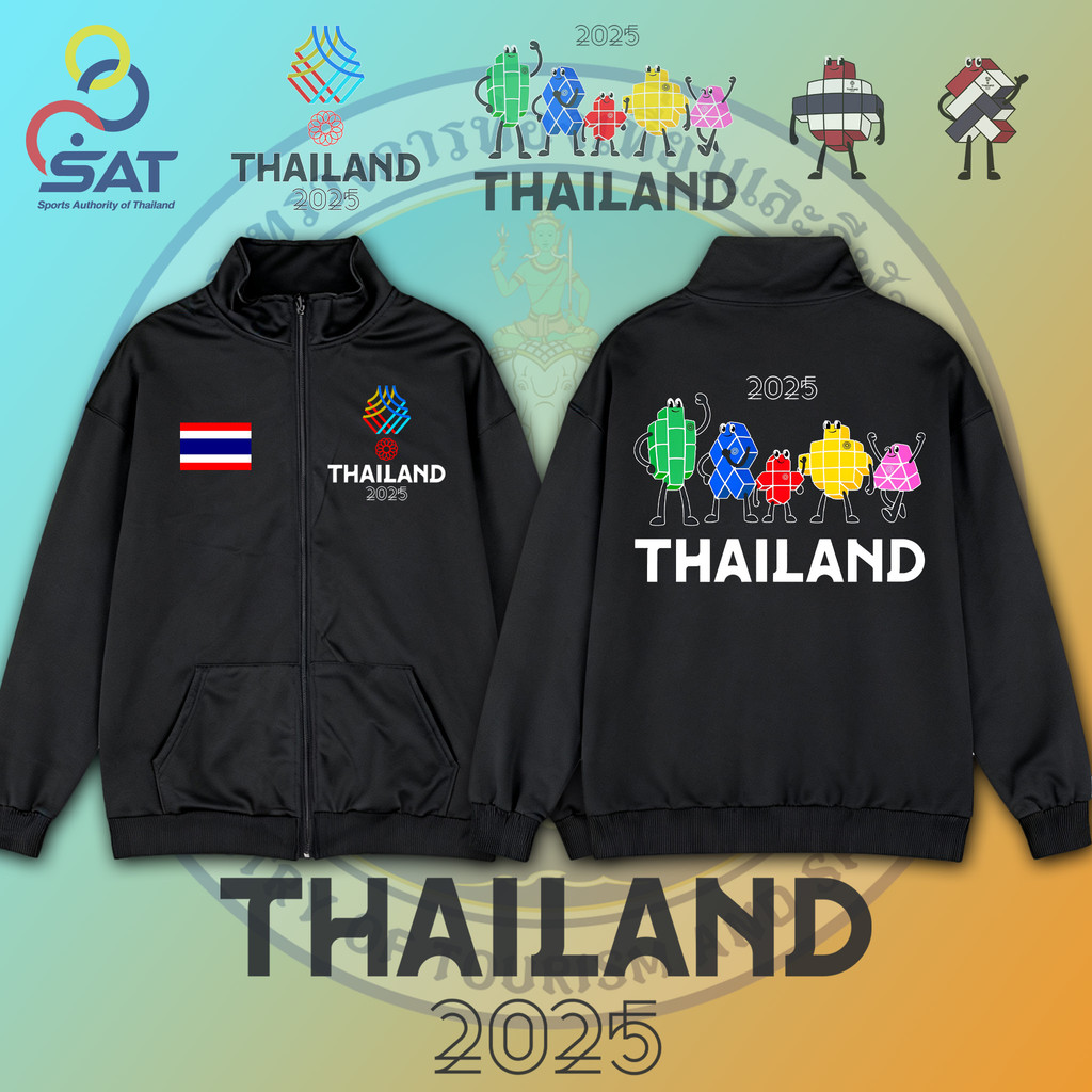 🥇M-3XL เสื้อคาร์ดิแกนคอตั้งแบบใหม่ เหมาะสำหรับใส่เล่นกีฬา，ผ้าฝ้ายสวมใส่สบาย，สวัสดีซีเกมส์ 2025，เชียร์ไทยในบ้านเรา #5