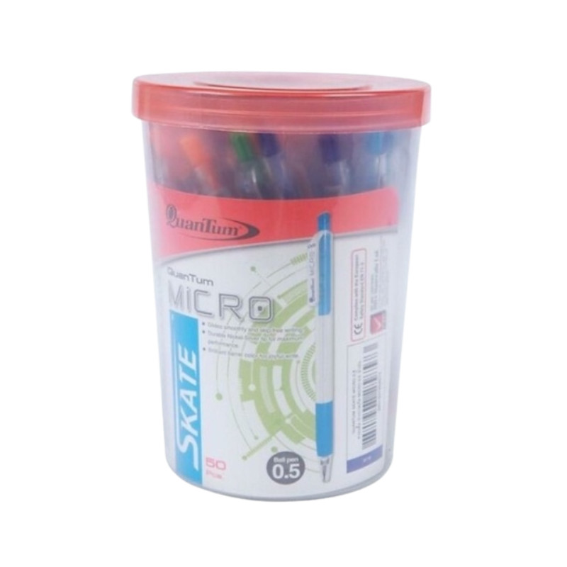 QUANTUM ปากกาลูกลื่น 0.5 มม. รุ่น SKATE MICRO สีน้ำเงิน (แพ็ค 50 ด้าม)