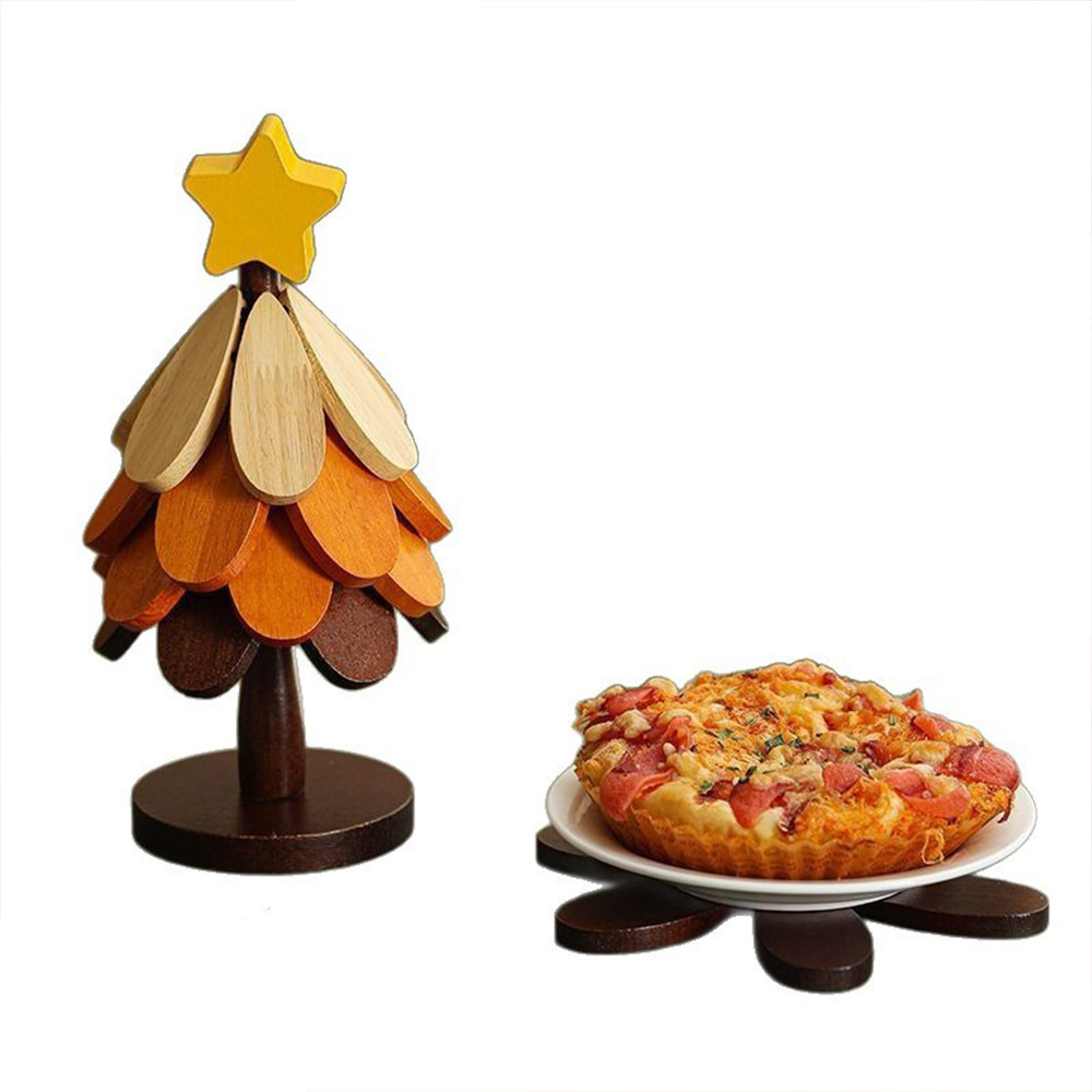 French Heat Insulation Pad Christmas Tree Anti-scalding Pad Table Decoration Ornaments Pot Pad Foldi