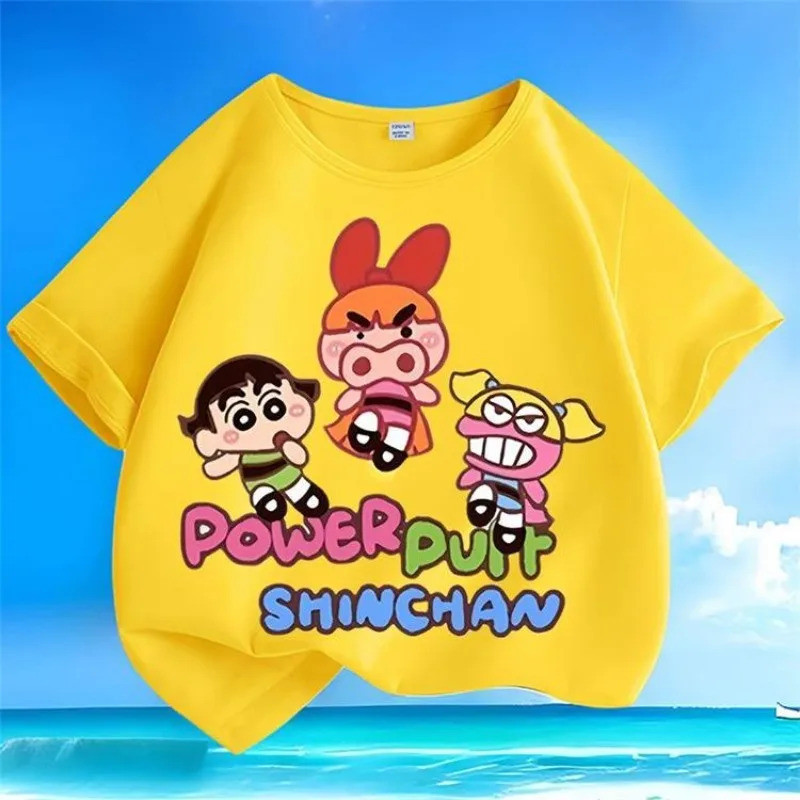 2026ฤดูร้อนการ์ตูนบินApsaraสาวตํารวจใหม่ผู้ชายและผู้หญิงผ้าฝ้ายแท้แขนสั้นเสื้อยืดด้านบนรอบคอหลวมอินเ