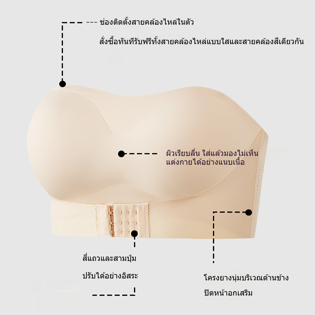 ขั้นสูง เสื้อชั้นในแบบเกาะอก สำหรับผู้หญิง ดันทรง กันลื่น ป้องกันแสงสะท้อน ไร้ตะเข็บ บาง และซ่อน - รูปที่ 2