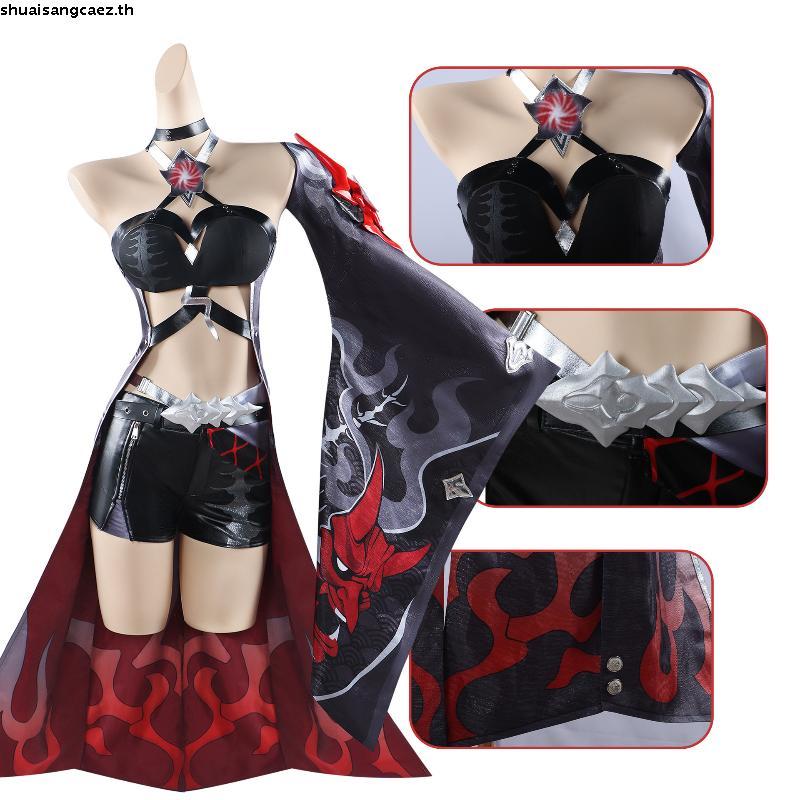 Honkai Star Rail Acheron cosplay costume เกม อะนิเมะ คอสเพลย์ กระโปรงสีแดง Halloween red dress for W