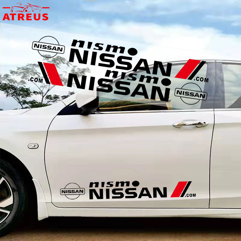2 ชิ้น Nissan สติ๊กเกอร์ ติดรถยนต์ สติกเกอร์กันรอยขีดข่วน สําหรับตกแต่งประตูรถยนต์ ติดด้านข้างประตูรถยนต์ ป้องกันรอยขีดข่วน สําหรับ Nissan Juke March Kicks Almera Serena C28 Terra Navara nismo Xtrail Teana Note Leaf Sylphy